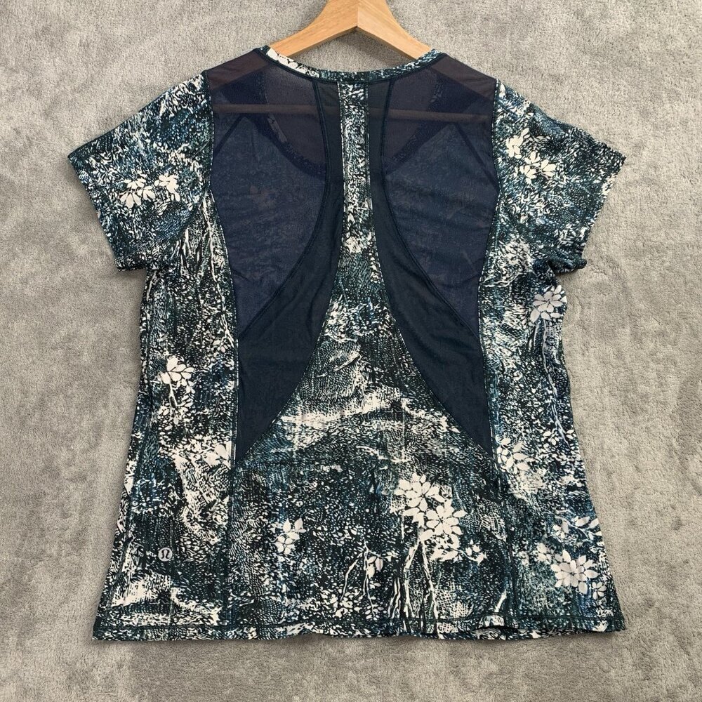Lululemon Shirt Womens 6 Seek the Heat Short Sleeve Wildwood Nocturnal Blue Teal - Picture 5 of 6